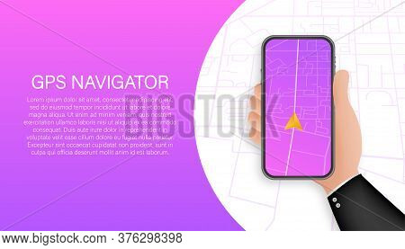 Gps Navigation. Smartphone Map Application. Map Pin Icon. Vector Stock Illustration.