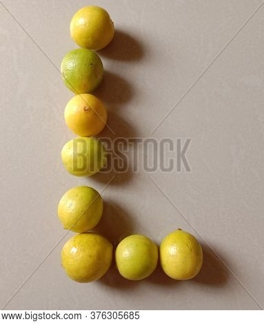Alphabet L Shaped  Lemon Arranged In L Style