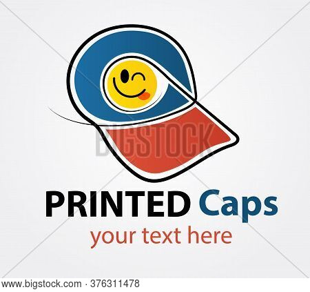 Abstract Modern Colored Vector Logo Template Of Printable Cap. For Typography, Print, Corporate Iden