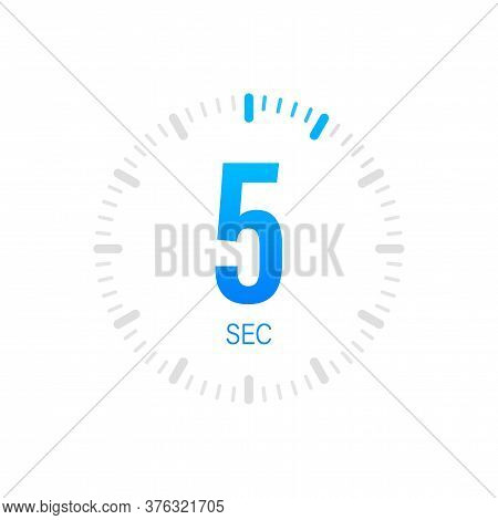 The 5 Second, Timer, Stopwatch Vector Icon. Stopwatch Icon In Flat Style. Vector Stock Illustration.