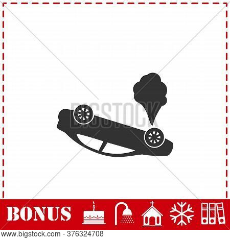 Crash Car Icon Flat. Simple Vector Symbol And Bonus Icon