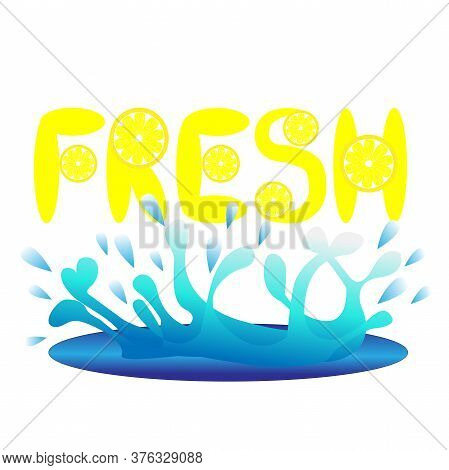 Ice-cube Is Dropped Into Clear Water. Vector Illustration.