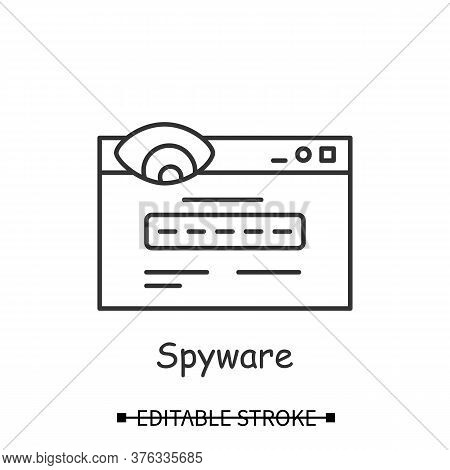Spyware Icon. Keylogger With Password And Account Details Input Window Linear Pictogram. Concept Of 