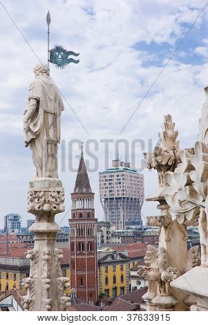 View Of Milan From The Cathedral, Italy, Europe