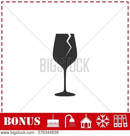 Cracked Glass Icon Flat. Simple Vector Symbol And Bonus Icon