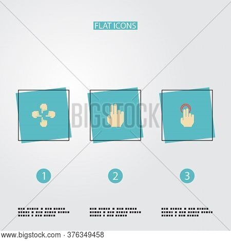 Set Of Gesticulation Icons Flat Style Symbols With Multitouch, Finger, Gesture And Other Icons For Y