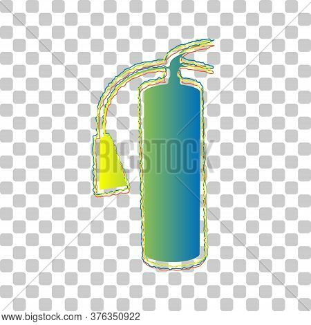 Fire Extinguisher Sign. Blue To Green Gradient Icon With Four Roughen Contours On Stylish Transparen