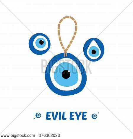 Set, Collection Of Nazar Amulets, Evil Eye Protection Talismans. Turkish Blue Eye-shaped Amulets.