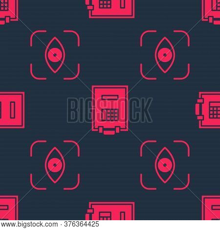 Set Eye Scan And Safe On Seamless Pattern. Vector