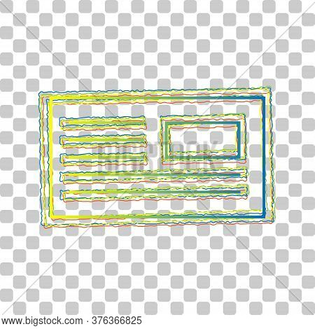 E-mail, Envelope, Letter Sign. Blue To Green Gradient Icon With Four Roughen Contours On Stylish Tra