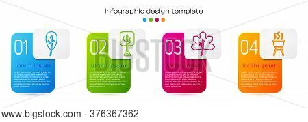 Set Line Leaf Or Leaves, Tree, Leaf Or Leaves And Barbecue Grill. Business Infographic Template. Vec