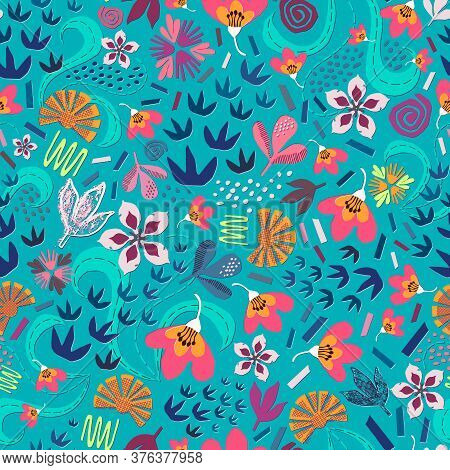 A Composition Of Paper Cut-outs Floral And Various Ditsy Small Scale Shapes Inspired By The Beauty O