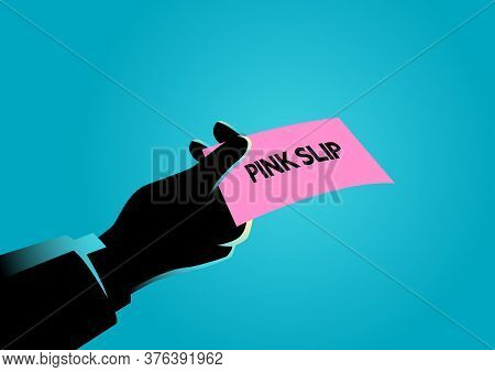 Business Illustration Of A Hand Giving A Pink Slip