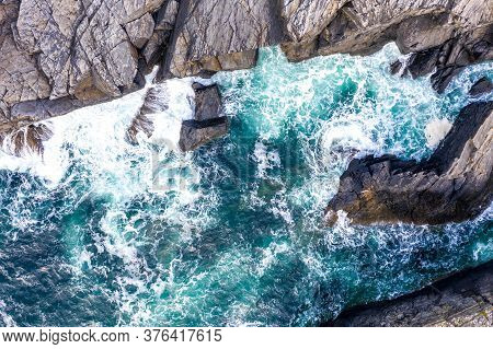 Aerial View Of The Coastline At Daros In County Donegal - Ireland.