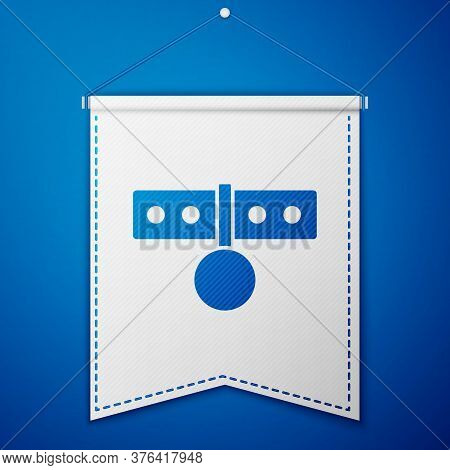 Blue Collar With Name Tag Icon Isolated On Blue Background. Simple Supplies For Domestic Animal. Cat