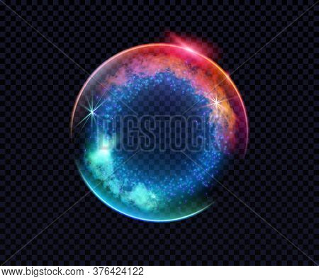 Electric Ball. Lightning Circle. Thunderbolt. Vector Electric Discharge Effect. The Light Sphere In 
