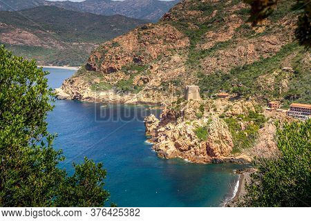 The City Of Porto And The Creeks Of Piana (calanques De Piana) In Corsica, France