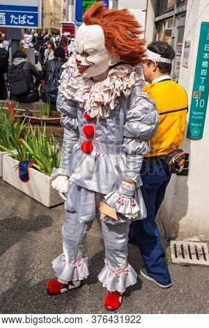 Osaka / Japan - March 18, 2018: Nipponbashi Street Festa, Colorful Cosplay And Anime Festival Held E