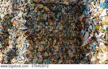 Graz, Austria - 24.06.2020 Milk Cartons Sorted And Ready To Ship To Companys Specialising In Waste T