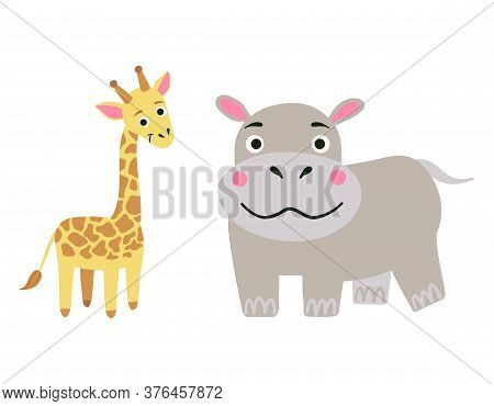 Vector Cartoon Illustration Of Cute Safari Animals