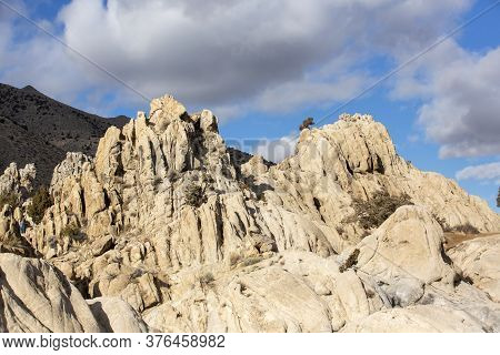 Sunny Day Among Rock Field And Steep Boulders At Moonrocks Nevada