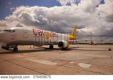 Kyiv, Ukraine - July 08, 2020: Dhl Plane Lz-cgt Cargo Air Boeing 737-400f Standing At The Airport. C