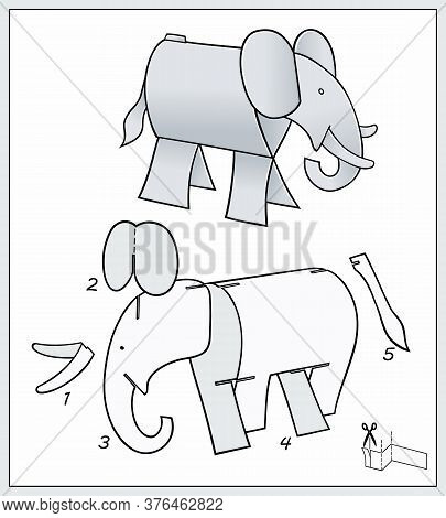 Elefant From Pieces Of Paper. Composite Figure.