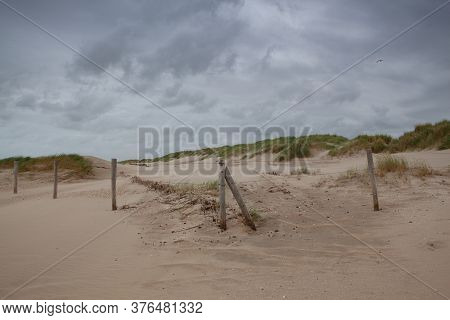 The Beach In Hargen Aan Zee In Netherlands Without Foreign Tourists After The Coronavirus Pandemic.