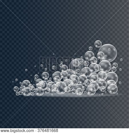Set Of Realistic Colorful Soap Bubbles To Create A Design. Transparent Realistic Soap Bubbles Isolat