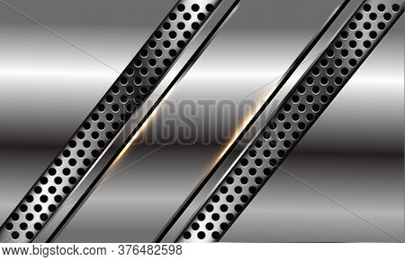 Abstract Silver Black Line Slash On Circle Mesh Design Modern Luxury Futuristic Background Vector Il