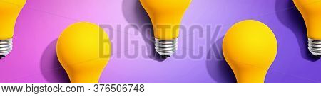 Yellow Light Bulb Pattern With Shadow - Flat Lay