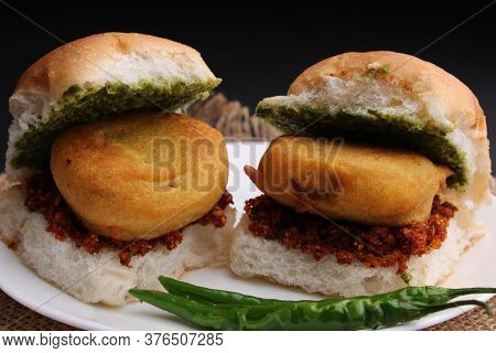 Indian burger known as bombay vada paav famous street food from India