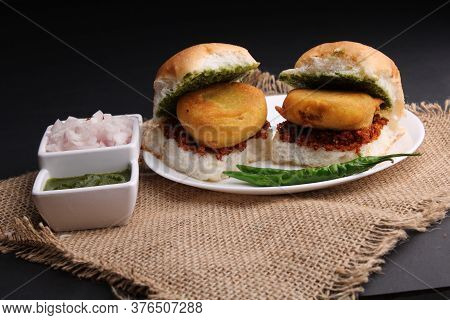 Indian burger known as bombay vada paav famous street food from India