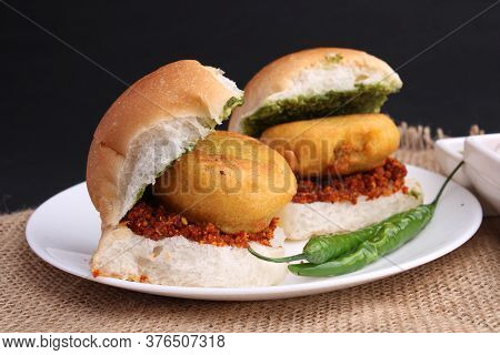 Indian Burger Known As Bombay Vada Paav Famous Street Food From India