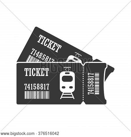 Ticket For An Electric Train Or Tram. Simple Vector Icon Isolated On A White Background For Websites