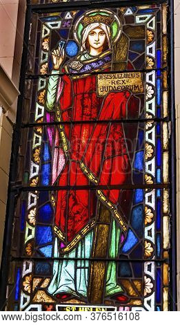 San Antonio, Texas - October 8, 2019 Saint Helena Stained Glass Saint Mary's Catholic Church San Ant