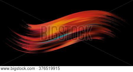 Colorful Flow Brushstroke. Wabe Sea Isolated Line.. Realistic Volume Brush Stroke. Liquid Paint Ink 