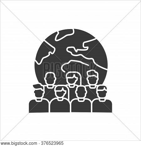 Overpopulation Planet Black Glyph Icon. Social Problem Concept. Sign For Web Page, Mobile App, Banne