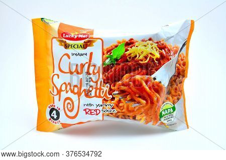 Quezon City, Ph - July 8 - Lucky Me Curly Spaghetti With Red Sauce On July 8, 2020 In Quezon City, P