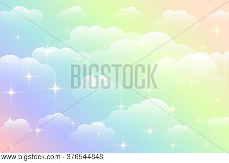 Dreamy Rainbow Color Beautiful Clouds Background Design