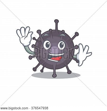 A Charismatic Salmonella Mascot Design Concept Smiling And Waving Hand