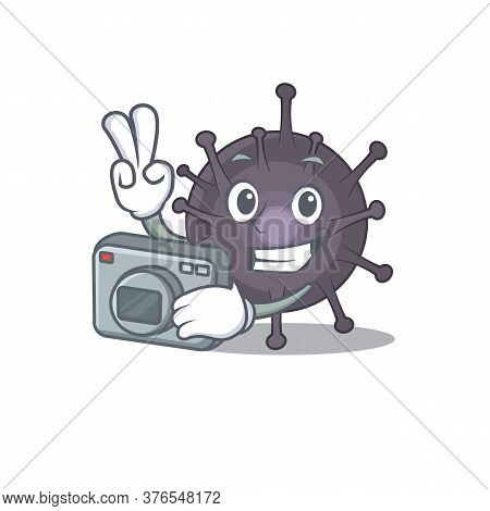 A Proficient Photographer Salmonella Cartoon Design Concept Working With Camera