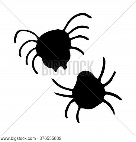 Spiders Hand Drawn In Doodle Style. Vector, Scandinavian, Monochrome. Set Of Elements For Design, St
