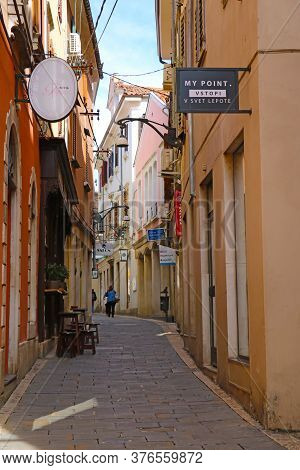 Koper, Slovenia, September 26, 2019: Old Buildings In The City Of Koper