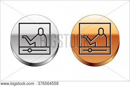 Black Line Online Education And Graduation Icon Isolated On White Background. Online Teacher On Moni