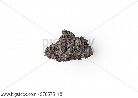Fragment Of Volcanic Lava Stone Or Volcanic Pumice With Pores On A White Background. Solidified Lava