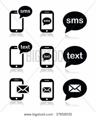 Zestaw ikon mobilnych sms tekst wiadomości poczty