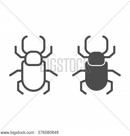 Beetle Stag Line And Solid Icon, Insects Concept, Stag-beetle Sign On White Background, Large Beetle