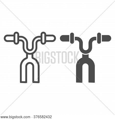 Bicycle Fork And Handlebar Line And Solid Icon, Bicycle Parts Concept, Bike Wheel With Forks Sign On