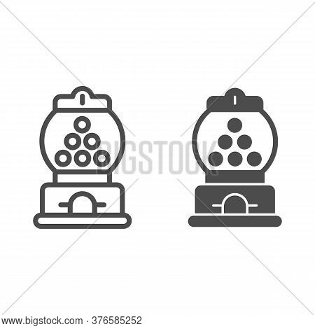 Candy Machine Line And Solid Icon, Amusement Park Concept, Gumball Machine Sign On White Background,